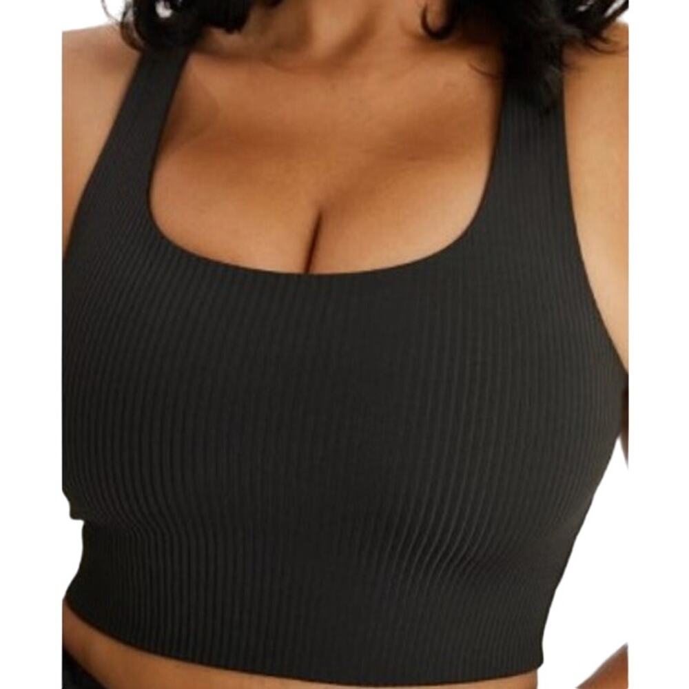 Girlfriend Collective Paloma Sports Bra Ribbed Racerback Activewear Black Small